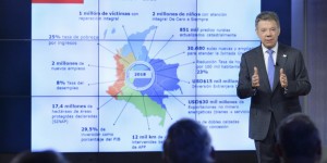 Santos exponiendo su Plan Nacional de Desarrollo