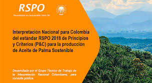 Interpretación Nacional para Colombia del estándar RSPO 2018 de Principios y Criterios (P&C) para la producción de Aceite de Palma Sostenible