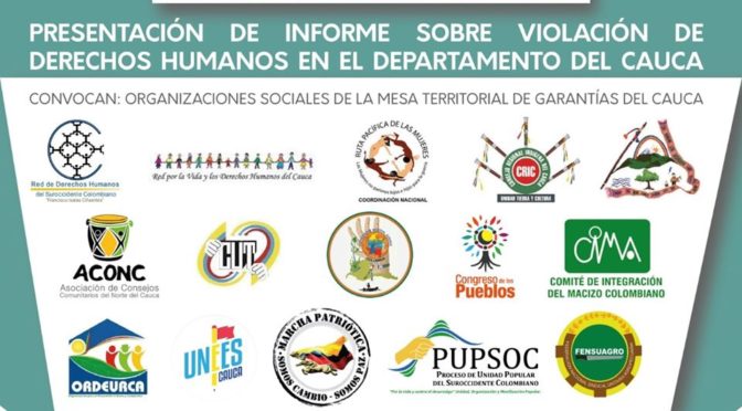 Situación de emergencia por vulneraciones a los Derechos Humanos en el Departamento del Cauca